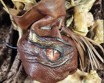 Dragon Dice Bags with a Stunning Hand Painted Glass Cabochon Dragon's Eye and Holds 42 Dice.