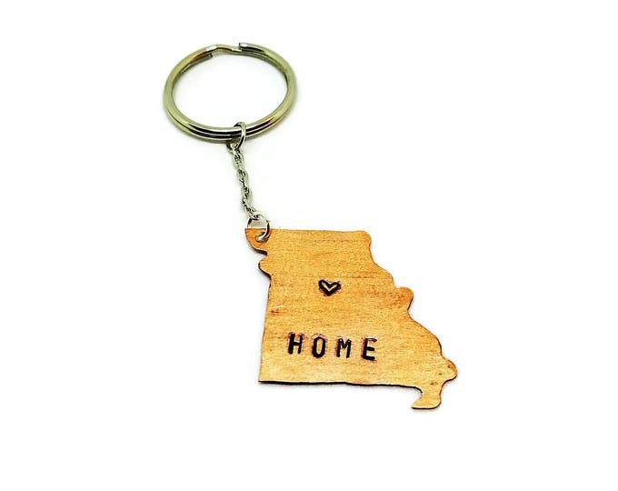 Copper Missouri Key Chain, Home Keychain, Hand Stamped Key Chain, Unique Birthday Gift, Missouri Gift, State Key Chain