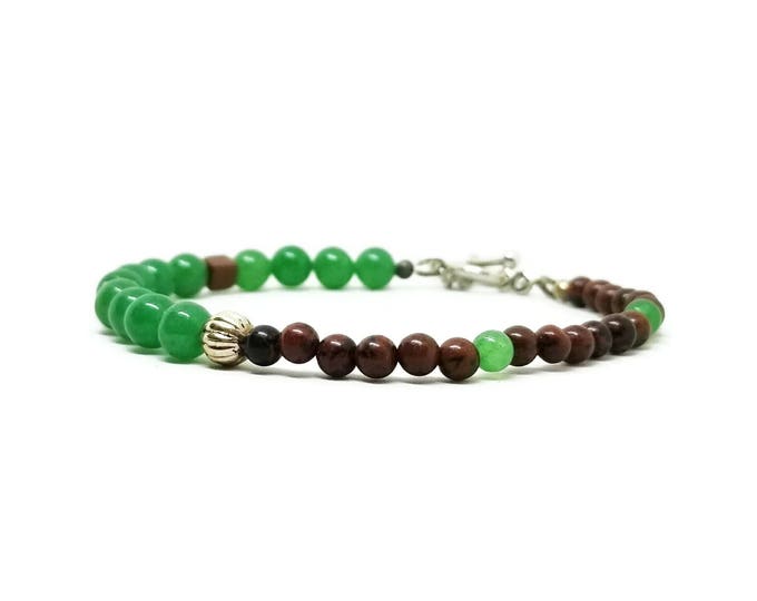 Green Aventurine and Mahogany Obsidian Gemstone Bracelet, Heart Chakra, Chakra Jewelry, Gemstone Jewelry, Unique Birthday Gift