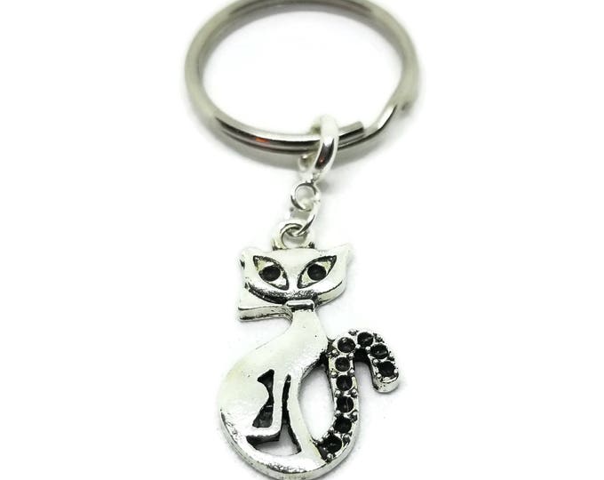 Cat Keychain, Kitty Cat Key Chain, Gift for Cat Lover, One of a Kind Keychain, Unique Birthday Gift, Stocking Stuffer, Gifts Under 5