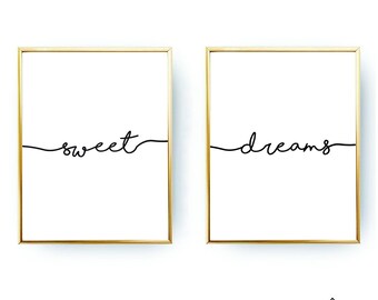 Sweet Dreams Print Typography Poster INSTANT DOWNLOAD Bedroom Decor Sweet Dreams Poster Bedroom Print Printable Wall Art Nursery Decor Gift