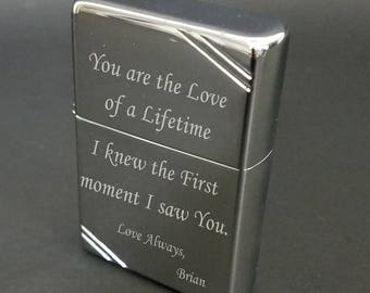 Photo Engraved Vintage High Polished Chrome Zippo Lighter - 260 - Customized with Free Text