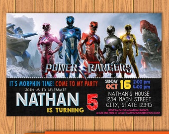 Power Rangers Invitation, Power Rangers Birthday, Power Rangers Party, Superhero Party