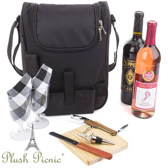 insulated wine tote with glasses