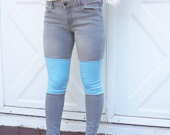 Colorblock Jeans - Blue and Grey Size 5
