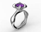 Geek engagement ring, alien ring, Sci fi ring, gamer ring, gothic engagement ring, unique engagement ring, nerd ring