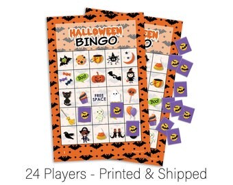 Halloween Bingo Game - Classroom Game, School Halloween Party - Childrens Game Kids Halloween Activity, Spooky Teacher Supplies - 24 Players
