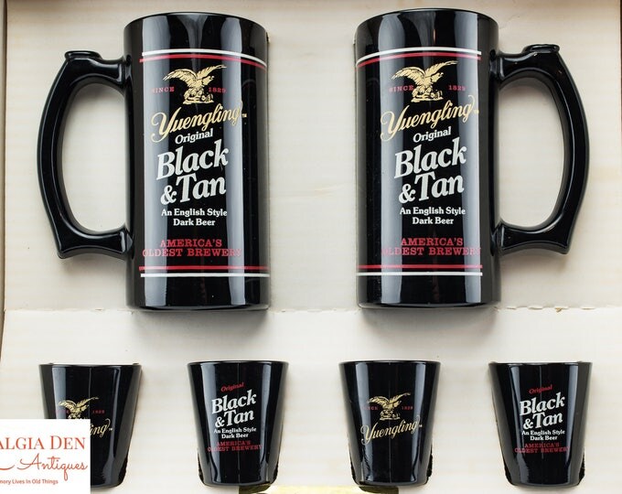 Yuengling Black & Tan Beer | Libbey Shot Glasses And Mugs | Vintage Barware