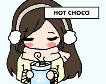 HOT COCOA Stickers / planner stickers, hot drink, hot chocolate, chocolate drink, winter, winter vibes, warmth, / SD33
