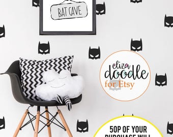 Batman wall decals for boys / bat mask / superhero wall stickers / batman bedroom / boys wallpaper / Vinyl Stickers / fake wallpaper