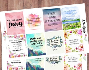watercolor bible planner stickers| bible verse stickers| scripture planner stickers| bible stickers| motivational stickers| Q0004