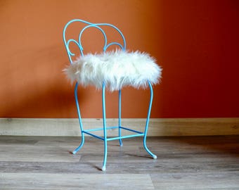 Fur vanity stool | Etsy Fur vanity stool | Etsy