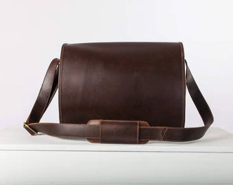 Mens leather messenger bag Leather Laptop Satchel Bag - Niche Lane Ryton Coffee