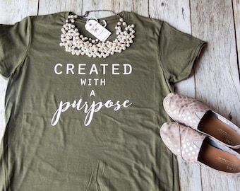 Christian Shirt|Women's Jesus Shirt|Christian T-Shirt|Cute Christian Shirt|EllyandGrace|Christian Shirts|Created with a purpose