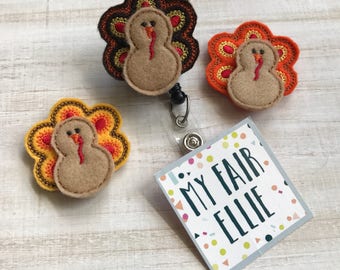 Turkey Badge Reel A Thanksgiving Badge Reel - Thanksgiving Badge - Fall Feast Badge Reel - Fall Badge Reel - Interchangeable Badge Reel