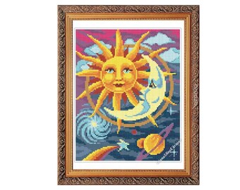 Celestial bodies - Cross Stitch Pattern PDF - Instant download, Counted Cross Stitch, Cross Stitch Design, Stitching gift, Point de croix