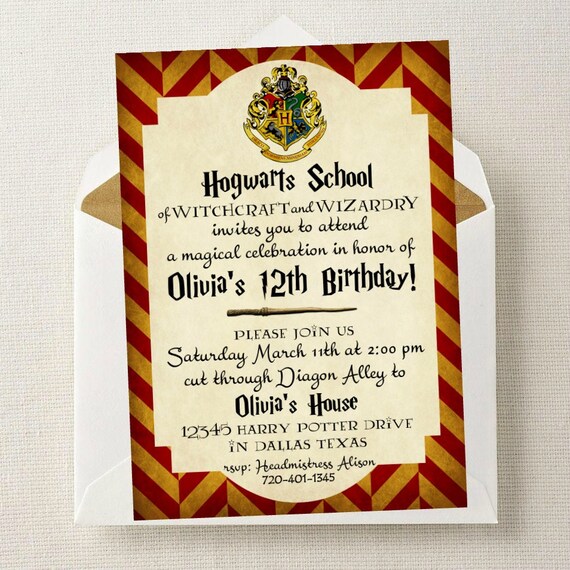 Harry Potter Invitation Harry Potter Birthday Harry