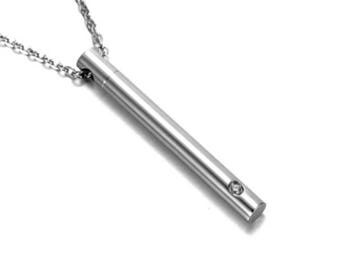 Thin Urn Necklace For Person or Pet Memorial Keepsake Pendant Stainless Steel Cremation Cylinder Urn | Necklace | Remembrance Jewelry