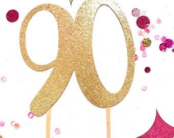 90th Cake Topper, Cake Topper, Gold Cake Topper, 90th Birthday Cake Topper, Cake Decorations