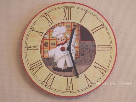 Kitchen Wall Clock Novelty Chef Design Clock Round 30CM Kitchen Wall Clock Novelty Chef Design Clock Round 30CM