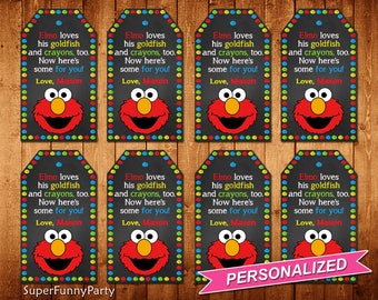 Elmo favor tags | Etsy
