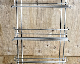 Vintage Chrome Wire Spice Rack/ Cosmetic Shelf/ c. 1960s/ Mid Century Metal Storage/ Organizing