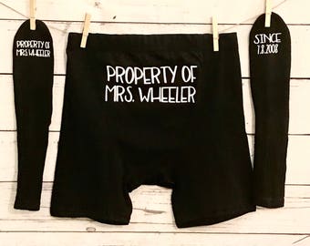 Groom Personalized Underwear & Socks/ Wedding Gift/ Property of/ Personalized Gift From Bride/ Wedding Day/Anniversary Gift/Groom Gift
