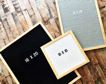 Felt Letter Board|12x18 Oak Frame Letter Board|10x10 Grey Black White Felt Letter Board with Letters|16x20 Felt Message Board|Felt Sign