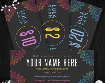 LulaCash Cards, Free Fast Personalization, Home Office Approved, LLR Cash Money, Lula Money Bucks, Lulamoolah Cash, For lularoe Retailer