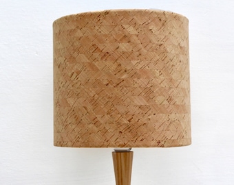 Cork Lampshade Cork Fabric Criss-Cross Pattern Drum Lamp