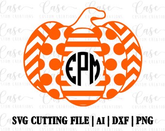 Monogram Pumpkin SVG Cutting File, Dxf, Png and Ai | Instant Download | Cricut and Silhouette | Fall | Harvest | Chevron | Halloween