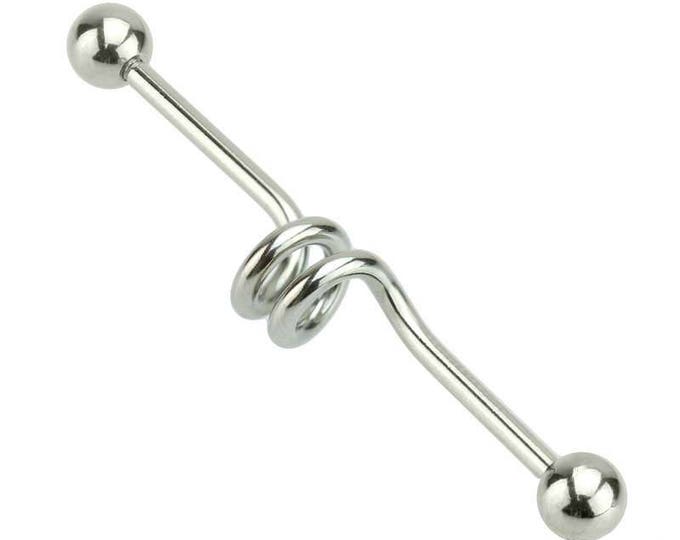 316L Surgical Steel Double Spiral Industrial Barbell