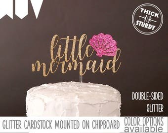 little mermaid cake topper,baby shower cake topper, kids birthday, Glitter party decorations, cursive topper