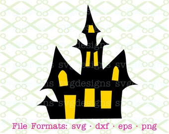 Haunted House SVG, Dxf, Eps & Png. Digital Cut Files for Cricut, Silhouette; Halloween Svg, Haunted Mansion Halloween Clipart Svg Cut FIle