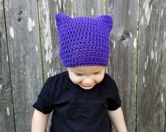 Halloween Costume Hat, Crochet Kitty Cat Ear Hat / Beanie / Tuque, Black Purple and Orange Crochet Cosplay Costume for kids, Christmas Gifts
