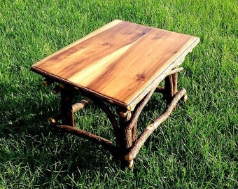 Rustic willow table with poplar top Twig base , poplar top