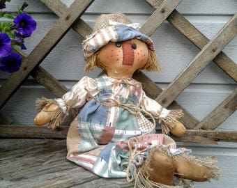 Primitive Scarecrow - Primitive Doll - Handmade Doll - Fabric Doll - Primitive Fall Decor - Raggedy Ann - Ragdoll - Art Doll - Fall Decor -