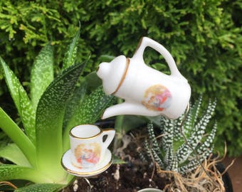 Fairy Garden Miniature Tea Pot and Tea Cup Bird Feeder - Garden Art