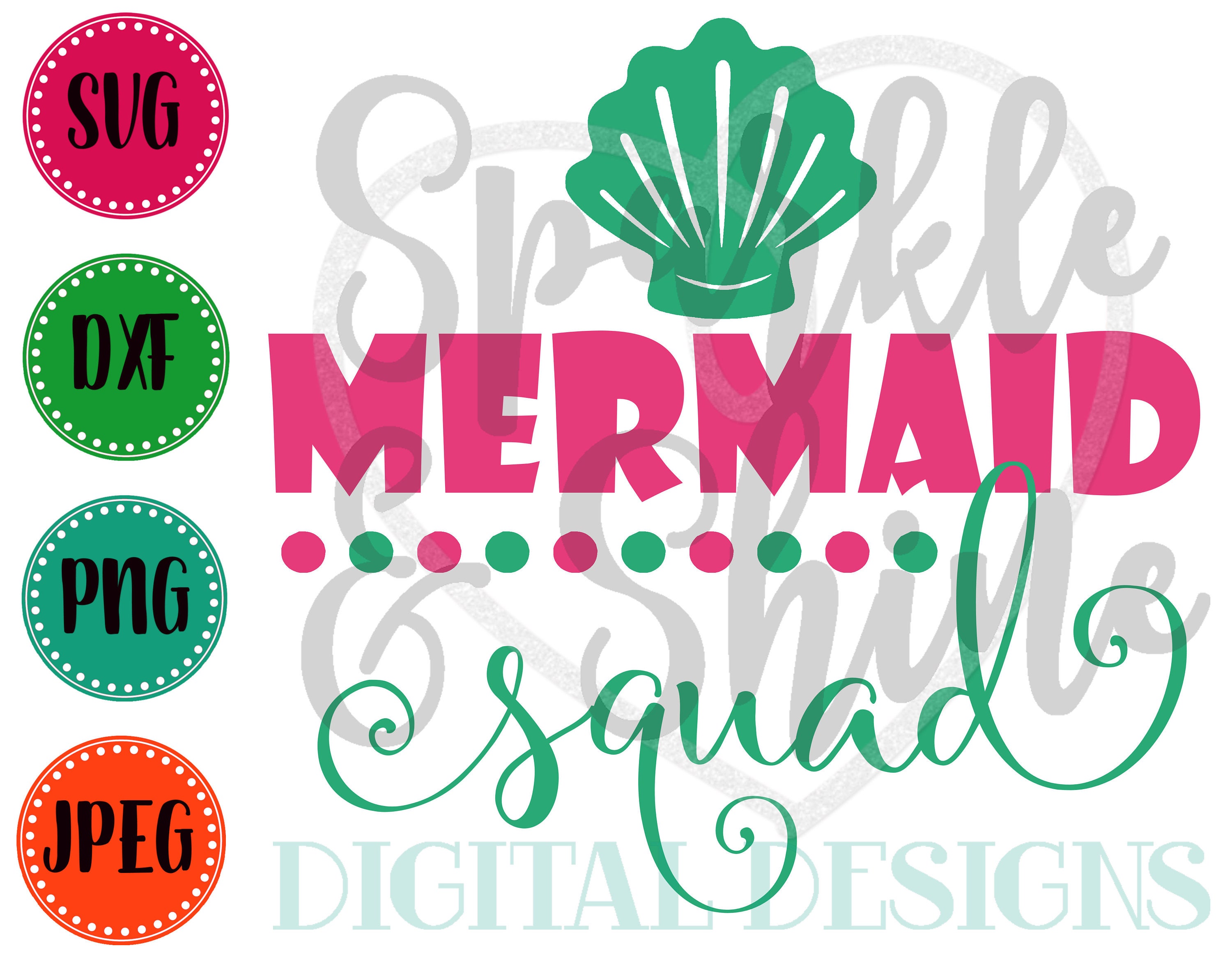 Download Mermaid Squad SVG DXF JPEG Beach Cut File Summer Vacation