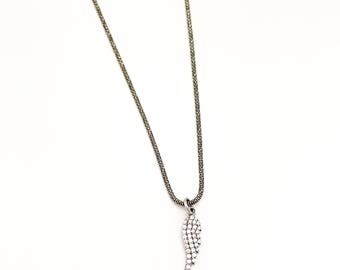 Gunmetal Angel Wing Necklace
