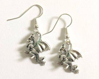 Silver Mini Dragon Earrings