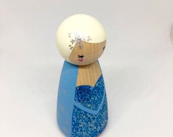 Princess Elsa, Elsa, Frozen, Peg Doll, Disney Peg dolls, Disney Princess, Wooden toys, Baby shower gift, Wooden decor, Wooden toy, Toy, Anna