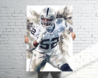 Khalil Mack Oakland Raiders - Sports Art Print Poster - Watercolor Abstract Paint Splash - Kids Decor - Gifts for Men - Man Cave