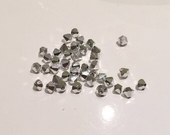 20 toupi swarovski 4 mm silver beads