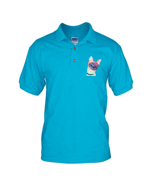 Siamese cat 50/50 polo shirt. Cat print golf shirt. Unique