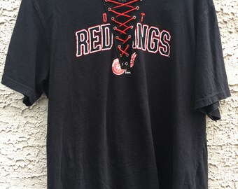 Detroit Red Wings lace up tee- Upcycled