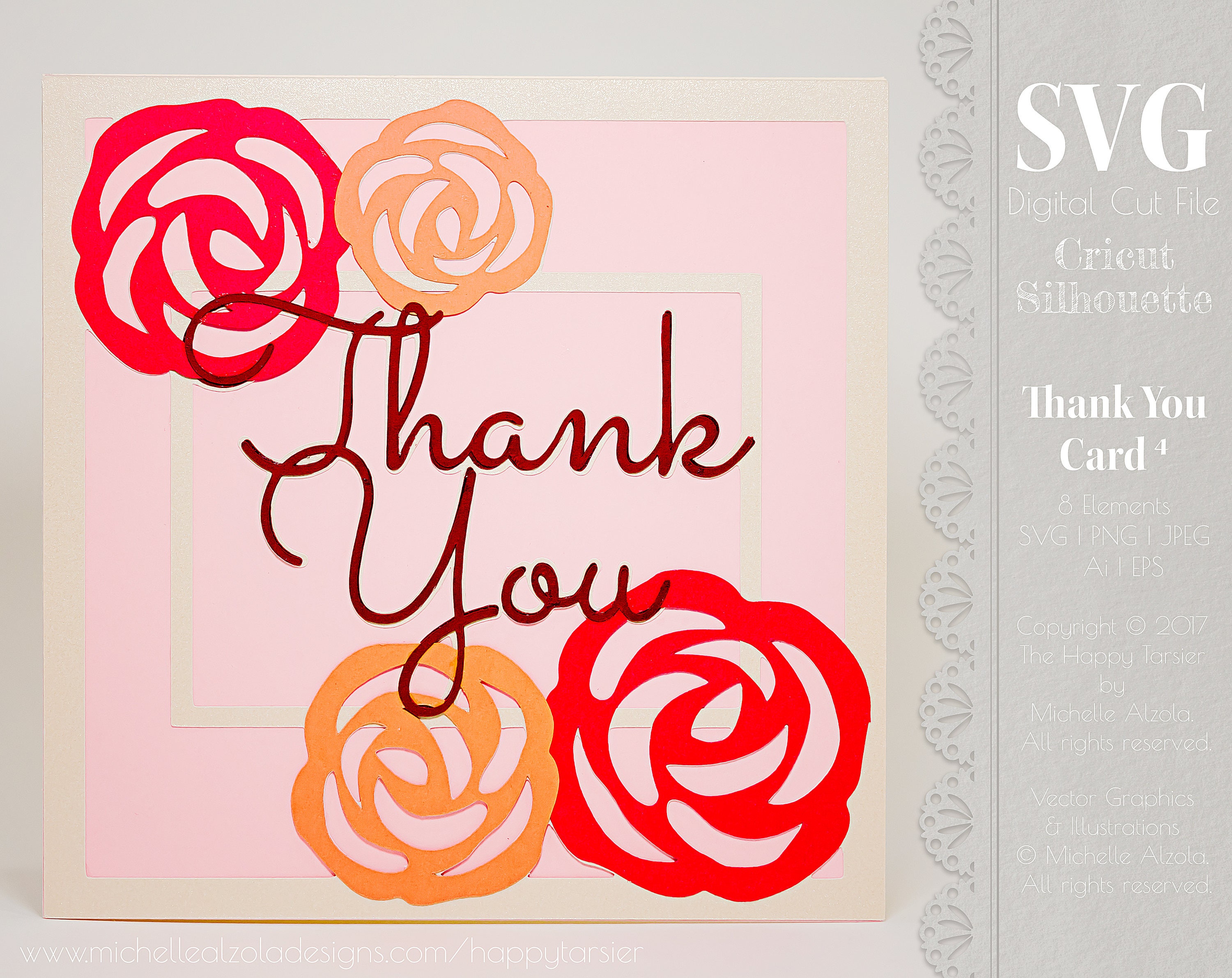 Download Svg Thank You Card Digital Template Greeting Card Cut File