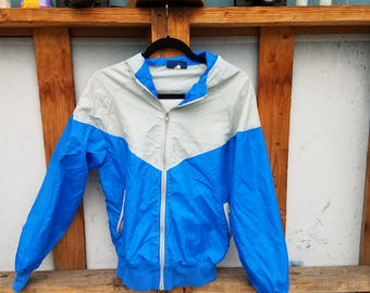 Vintage 90's Nike windrunner windbreaker- blue and grey- mens large