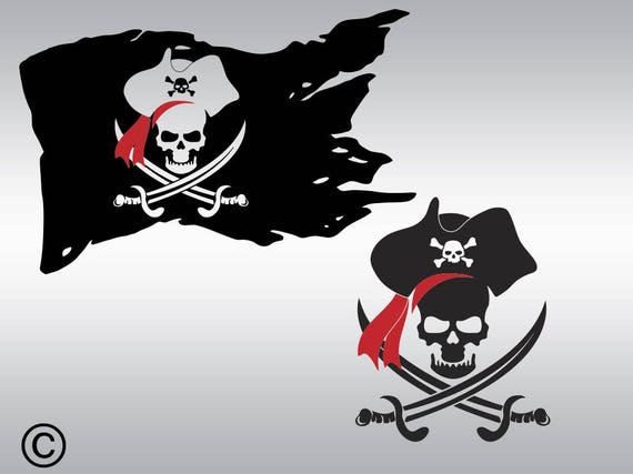 Download pirate skull flag SVG Clipart Cut Files Silhouette Cameo Svg
