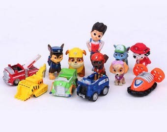 Paw Patrol cake toppers toys Paw Patrol birthday party 12pcs action figures Marshall Ryder Chase vehicles